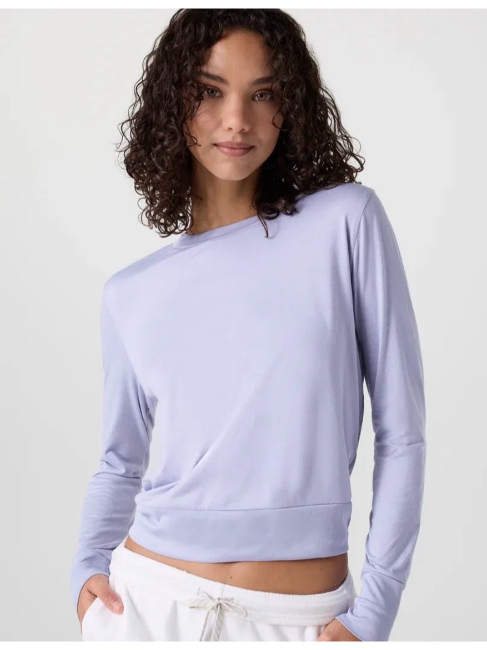 Light Lavender Long-Sleeve Women's Top - Casual Boatneck